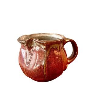 Studio Ceramic Handled Pitcher or Creamer Drip Glaze Red